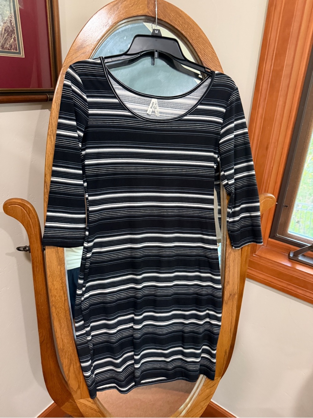Mudd Striped Black and White Scoop-Neck Women's Dress